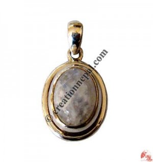 Rainbow moon stone silver pendant4