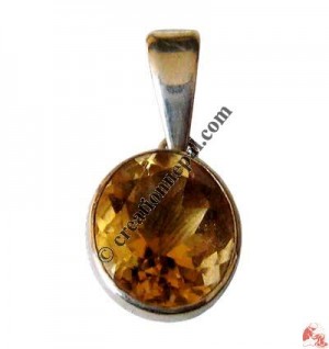 Round golden topaz pendant