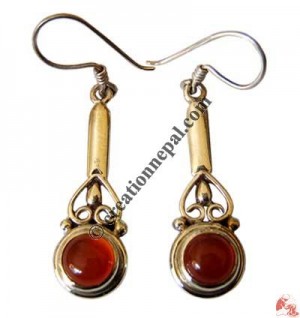 Onyx silver ear rings