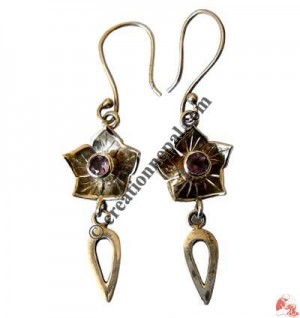 Heart-flower silver ear rings2