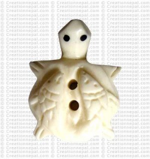 Fish carved turtle shape bone button (packet of 10)
