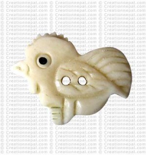 Bird shape bone button (packet of 10)