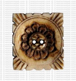 Square shape bone large button (packet of 10)
