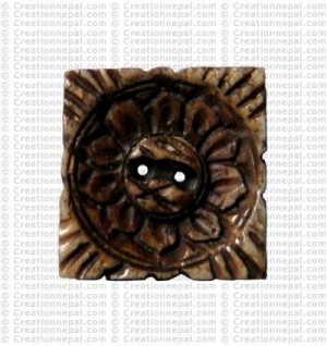 Square shape bone medium button (packet of 10)