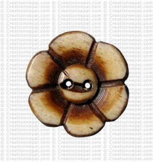 Lotus carved bone button (packet of 10)