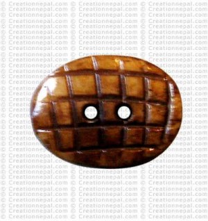 Carved oval shape bone button (packet of 10)