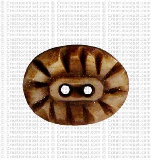 Carved oval shape bone button2 (packet of 10)