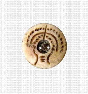 Carved bone round button (Packet of 10)