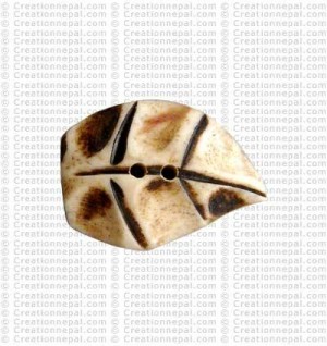 Leaf shape bone large button 2 (packet of 10)