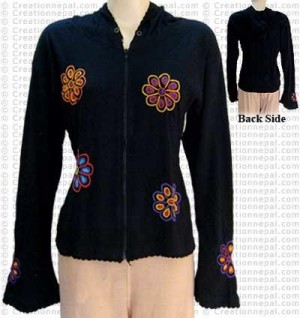 Hand embroidered hooded jacket