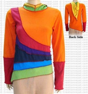 Rainbow hooded rib jacket