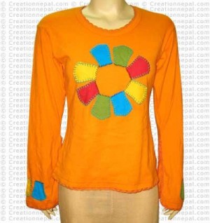 Patch-work sun rib T-shirt