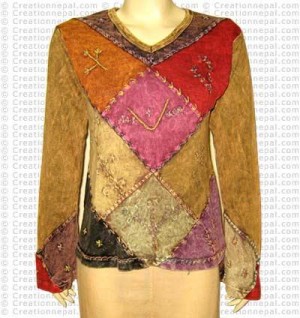 Chek-patch stone wash rib T-shirt