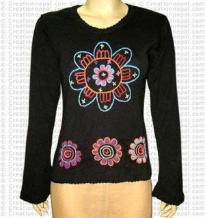 Hand emb rib cotton T-shit2