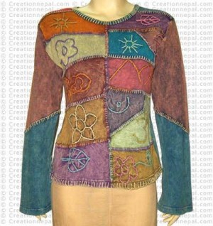 Patch-work hand emb rib T-shirt3