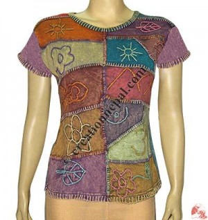 Hand embroidery patch-work t-shirt5