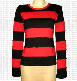 Stripes plain rib t-shirt