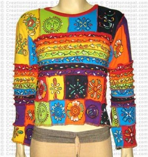 Patch-work hand painted rib t-shirt