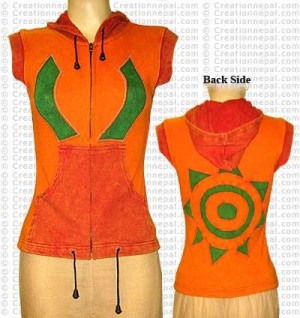 Sleeveless hooded rib jacket