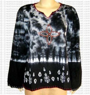 Thin cotton BW tie-dye top