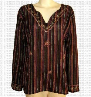 Stripes beads and embroidered top