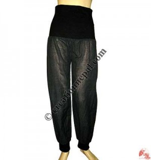Plain cotton trouser with ribbed elastic