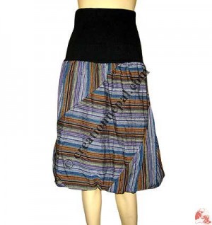 Stripes mini skirt with rib elastic