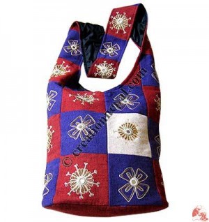 Cotton Emb check lama bag