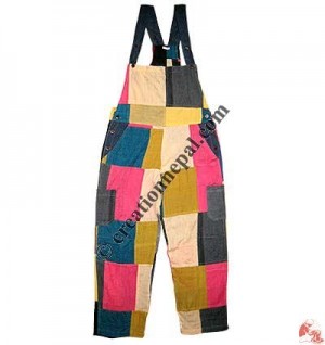 Thin cotton patch-work dungaree