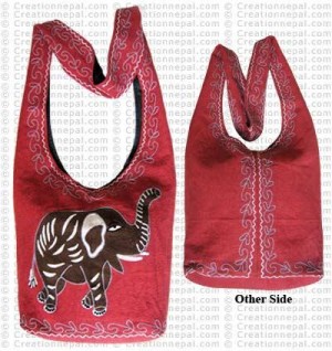 Elephant embroidered cotton lama bag