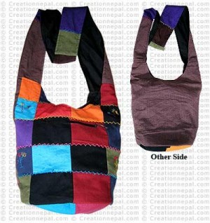 Hand emb cotton check Lama bag2