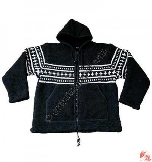 Woolen black and white jacket