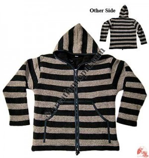 Natural stripes woolen jacket