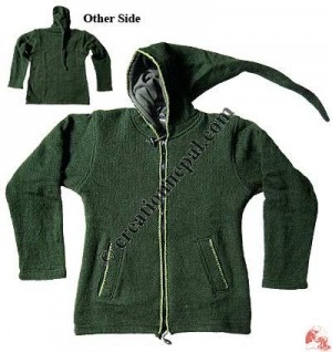 Tail hood woolen ladies jacket
