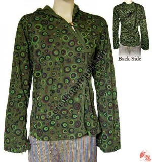 Printed choli hooded rib top