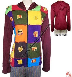 Cotton patch-work check rib jacket