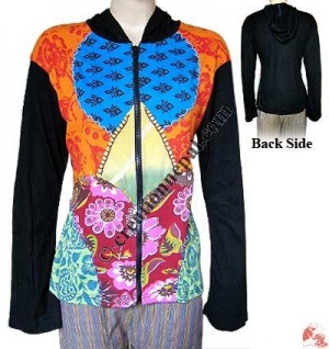 Colorful prints rib jacket