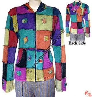 Cotton patch-work check rib jacket2