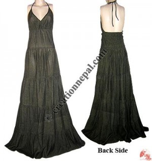 Cotton long halter dress