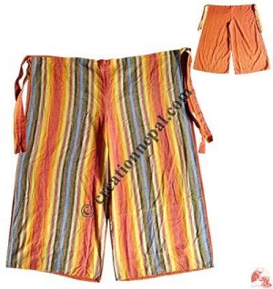 Cotton 2 color (one side plain other side stripes) open trouser