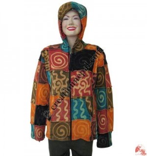 Patch-work design rib jacket