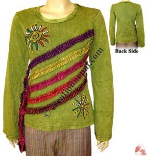 Unique design rib  t-shirt