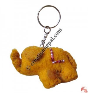 Elephant shape felt key ring