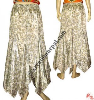 Sari silk triangular frills skirt
