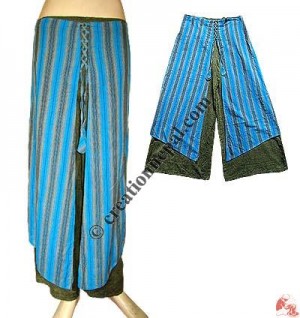 Cotton front layered string trouser
