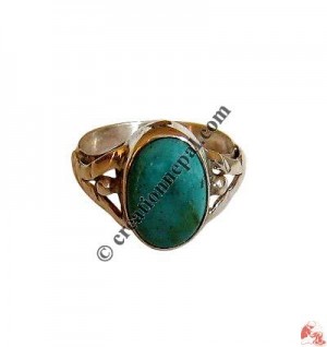 Oval shape turquoise silver finger ring 8