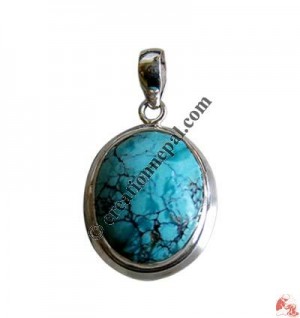 Oval shape turquoise silver pendant3