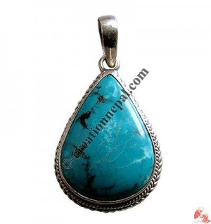 Heart shape turquoise silver pendant2