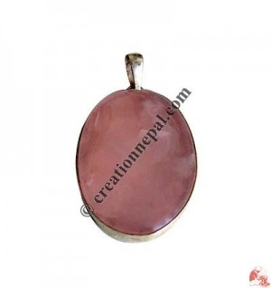 Rose-quartz silver pendant