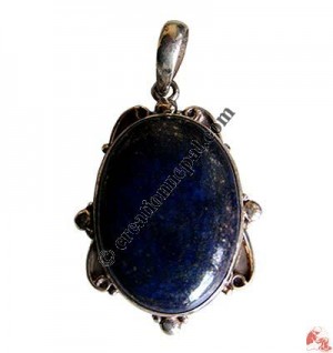 Lapis stone  butterfly design silver pendant